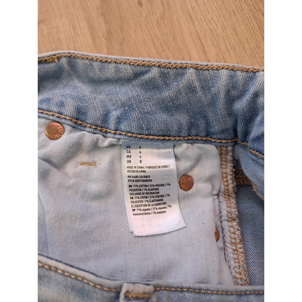 American Eagle Stretch Hi-Rise Shortie Light Wash Jean Shorts W 26 - Picture 5 of 7